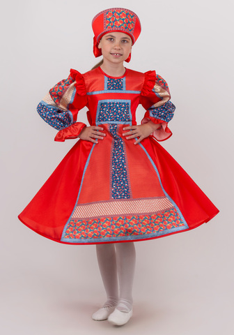 Русский народный костюм детский атласный комплект 